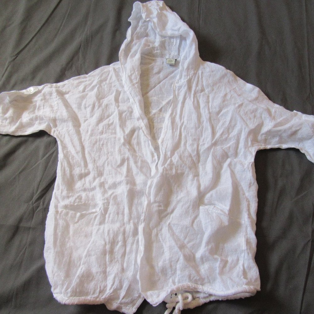 Womens Aspen Hooded Linen Cover Up Shirt Sz S/M